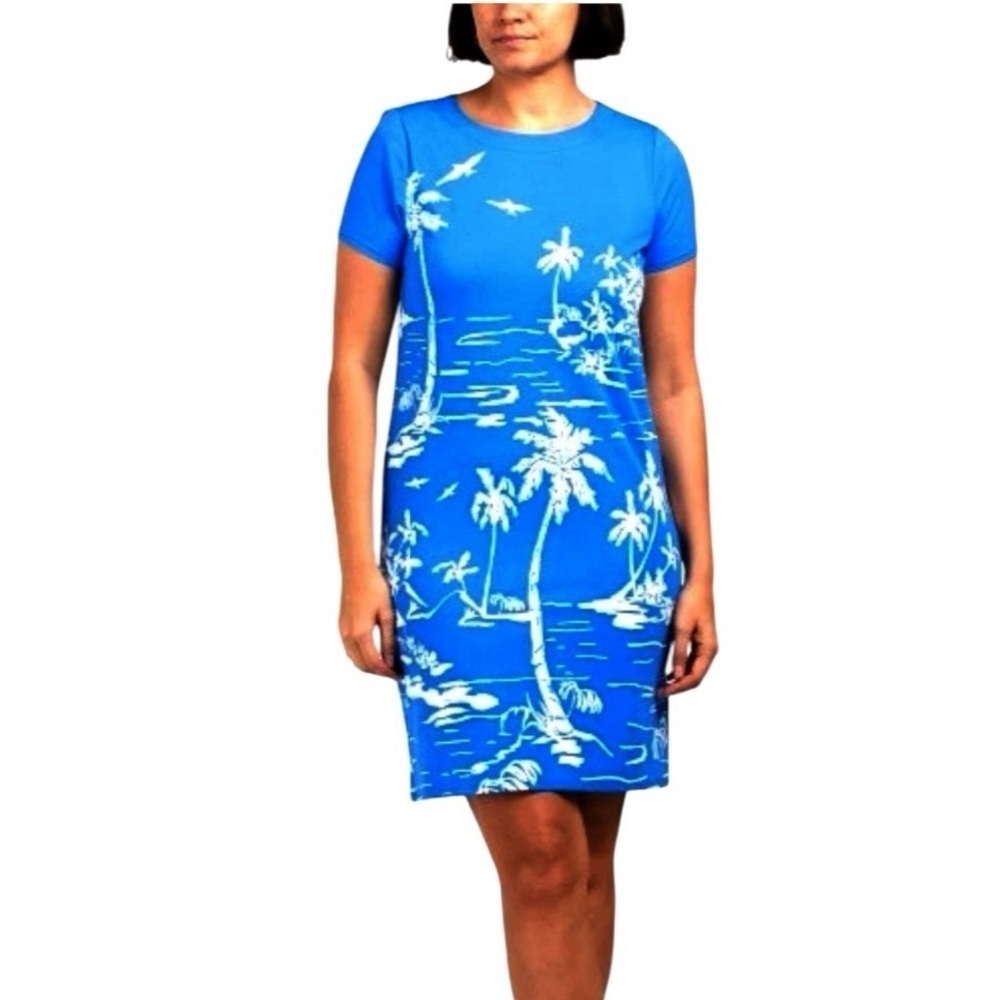 JUDE CONNALLY Ella Island Grand Harbor Short Sleeve Dress Blue Size XL NEW
